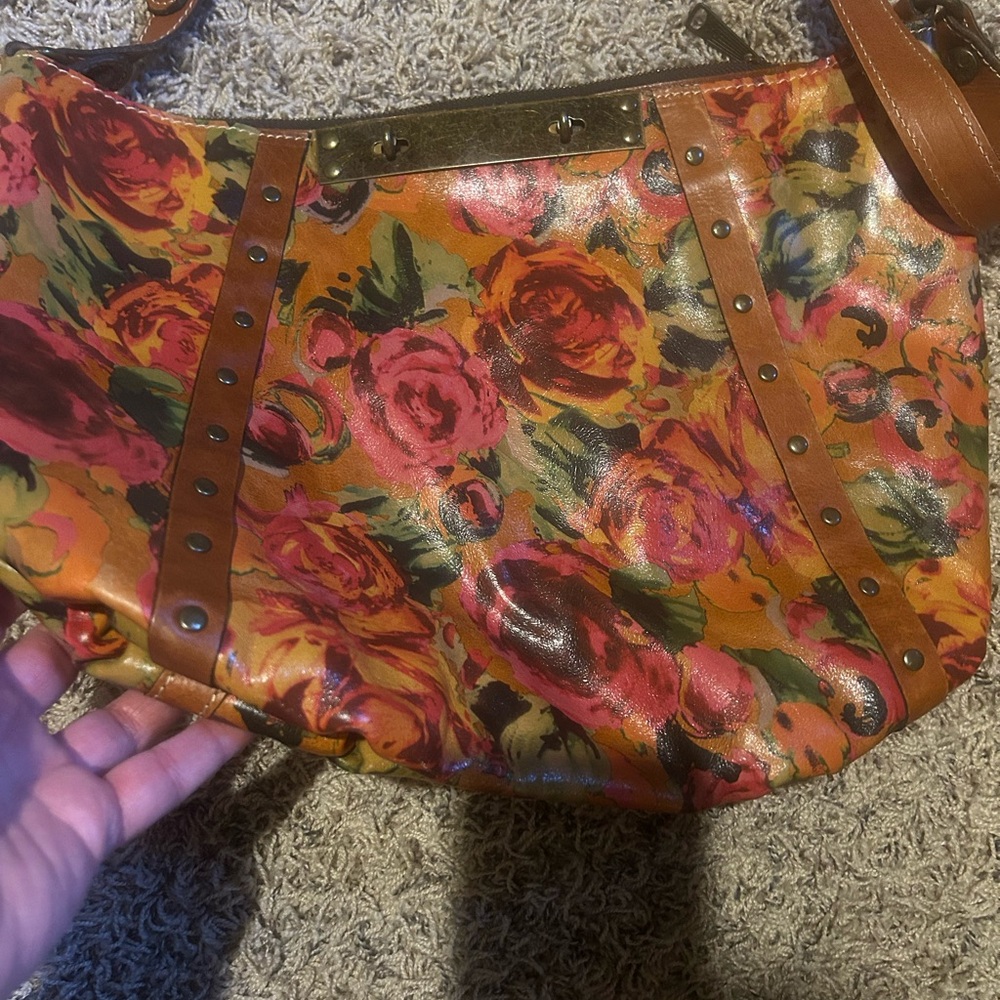 Patricia Nash Floral Geniune Leather Shoulder Bag